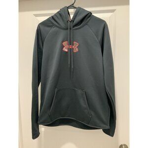 Under Armour Hoodie Large Storm Cold Gear Camo Logo Deep Green